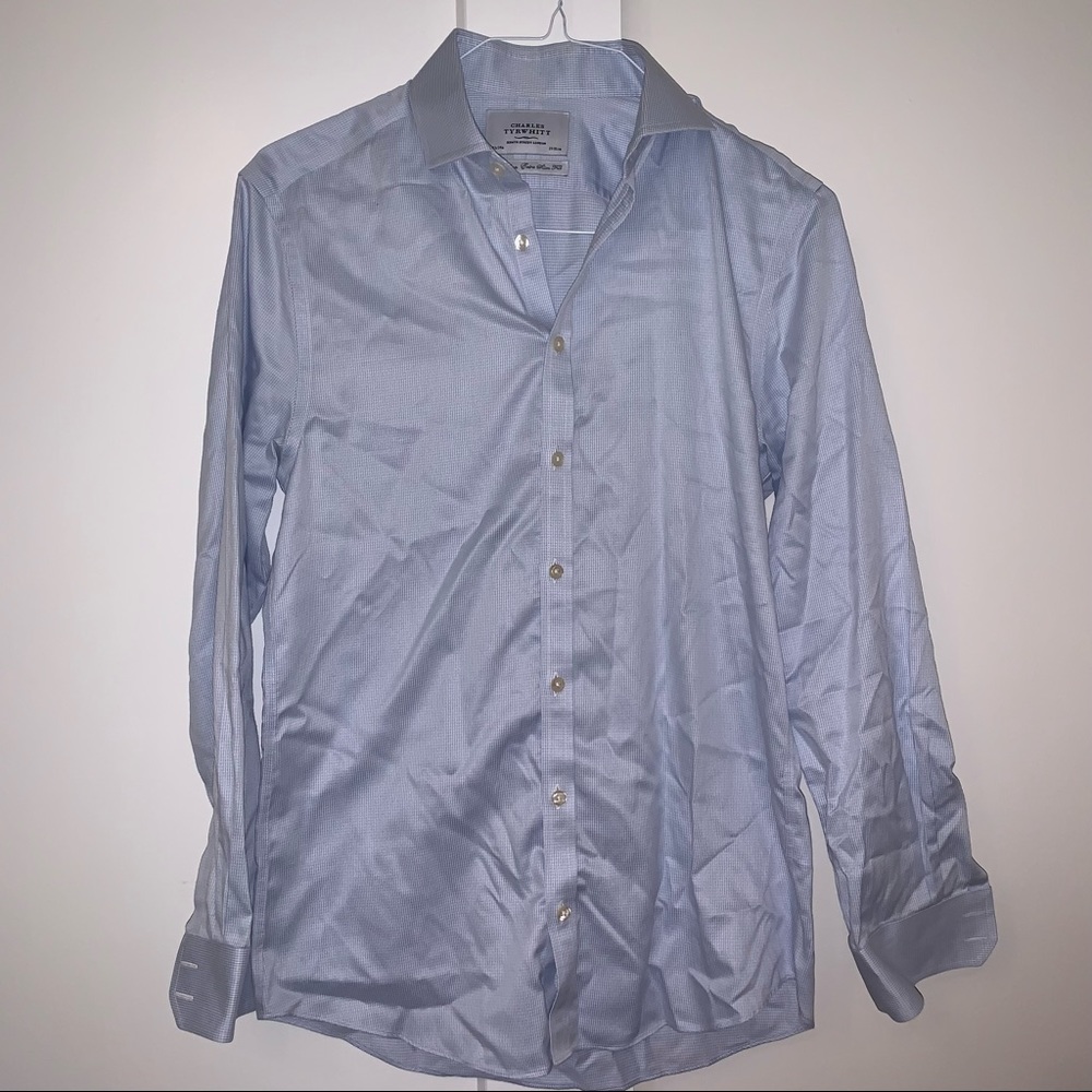 Men’s Long Sleeve Blue Plaid Dress Shirt